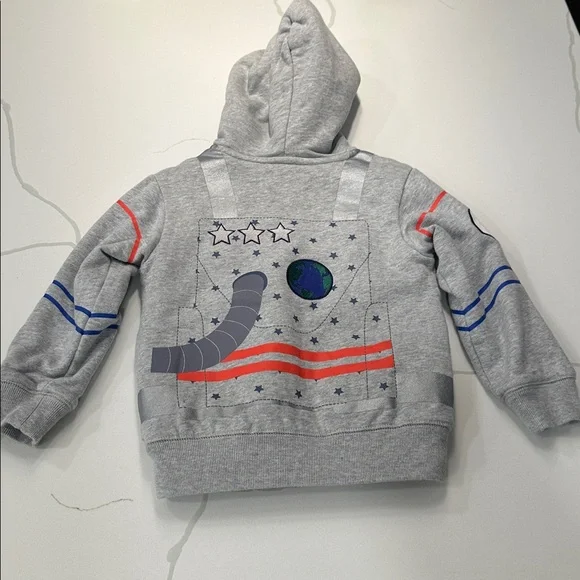 Mini Boden gray space astronaut fleece lined hooded sweatshirt size 2-3 🚀🧑🏼🚀 - Picture 9 of 9